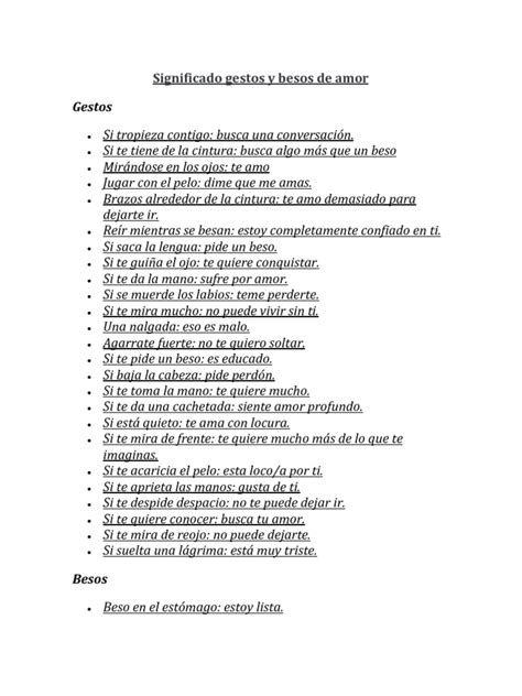 Significado gestos y besos de amor .
